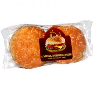 4 Mega Burger Buns With Sesame Seeds